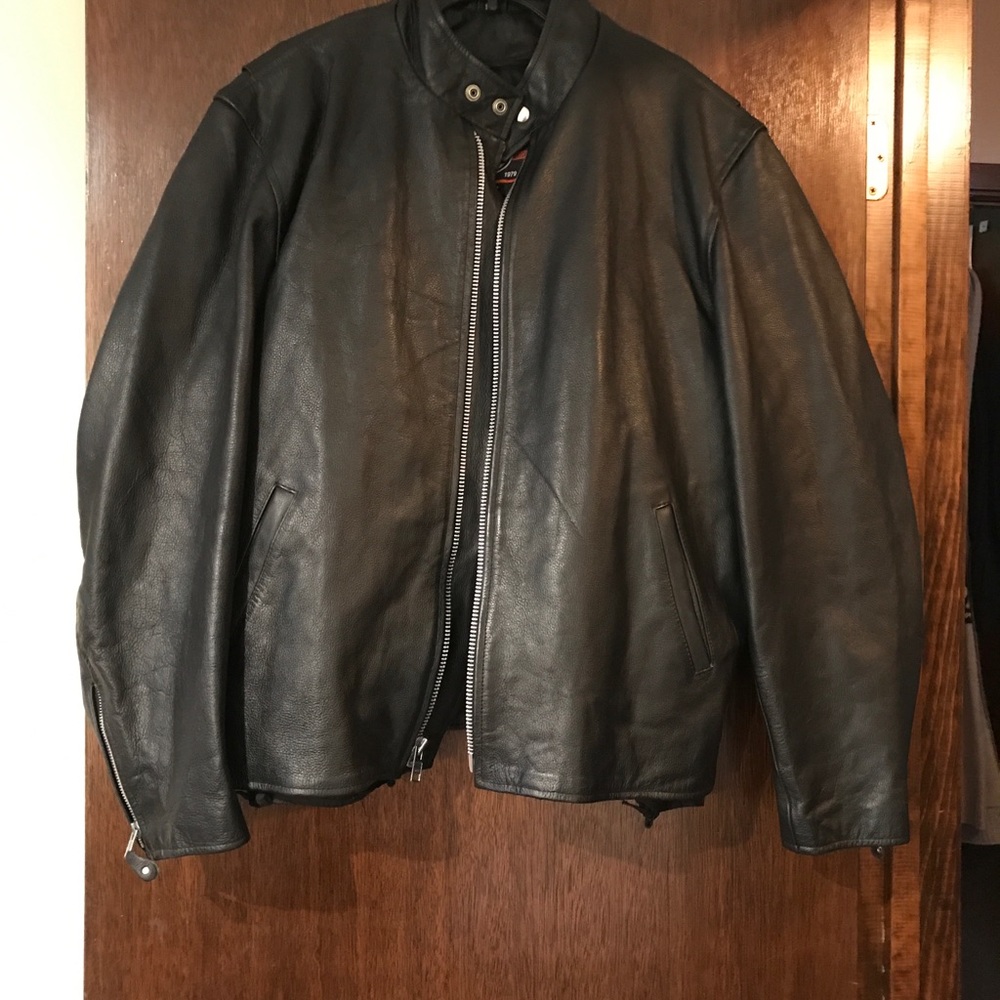 Men’s two XL leather motorcycle jacket with lining